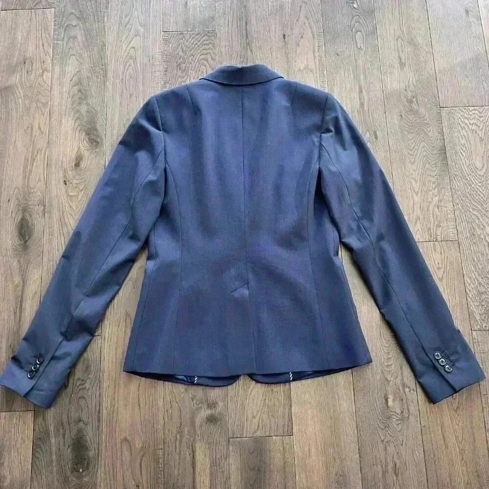 Banana Republic New Marzotto Italian Wool Blazer Size 4 Tall Women's Navy Jacket - Picture 5 of 10